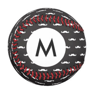 Monogram Mustache hipster pattern Baseball