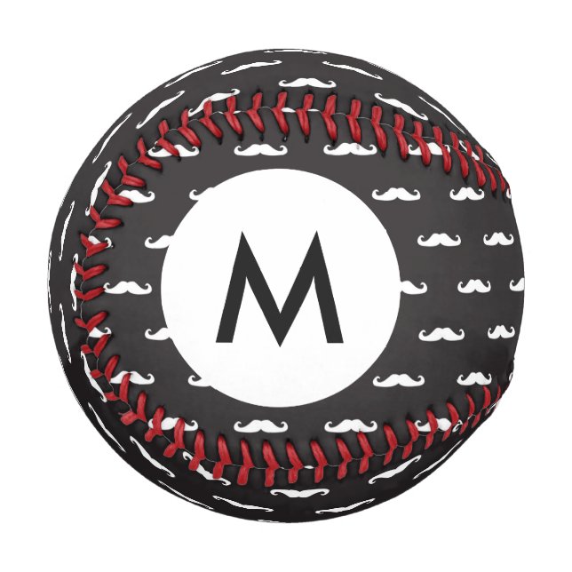 Monogram Mustache hipster pattern Baseball (Front Left)