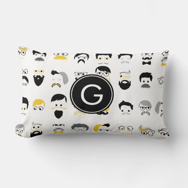 Monogram Mustache Lumbar Pillow (Front)