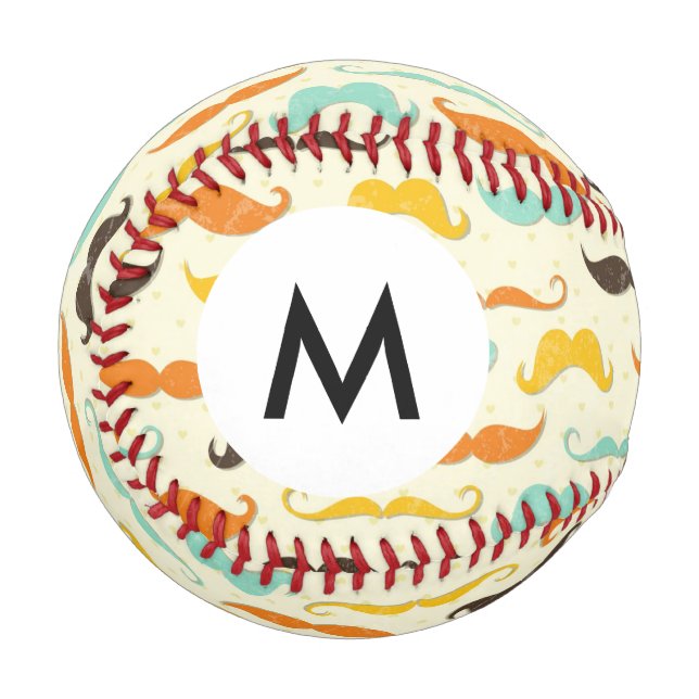 Monogram Mustache pattern 3 Baseball (Front Left)
