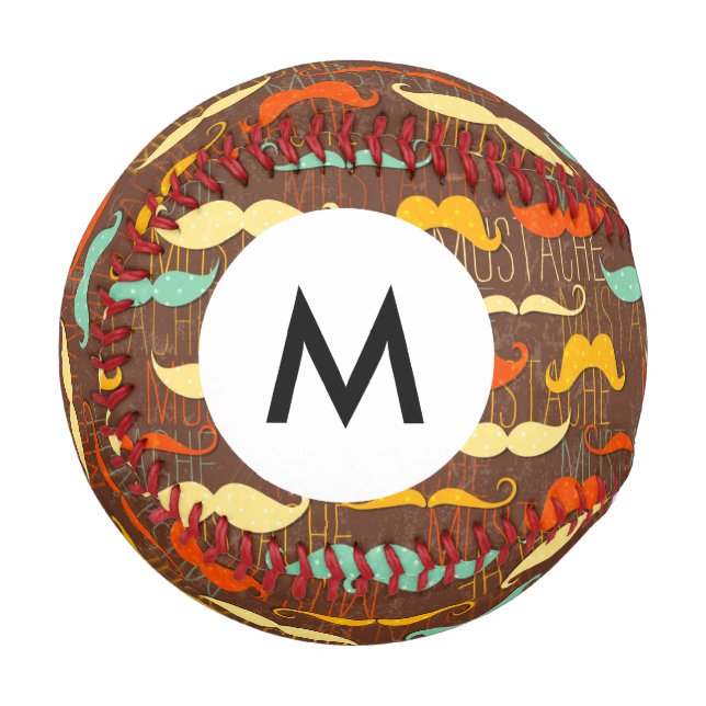 Monogram Mustache pattern Baseball (Front Left)