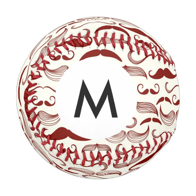 Monogram Mustache pattern, retro style 3 Baseball (Front Left)