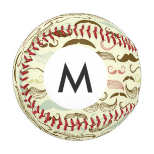 Monogram Mustache pattern, retro style 4 Baseball