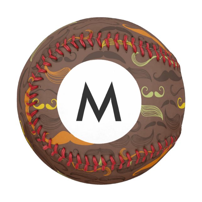Monogram Mustache pattern, retro style 5 Baseball (Front Left)