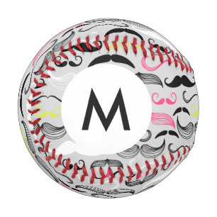 Monogram Mustache pattern, retro style Baseball