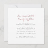 Monogram muted pink leaves wedding cancellation announcement (Back)