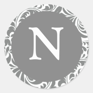 Monogram N Gray Grey Custom Wedding Monograms Seal