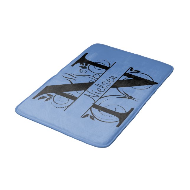 Monogram N Initial Bath, Kitchen Mat Choose Color (Angled)