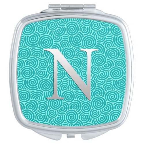 Monogram N  swirl pattern _ turquoise and aqua Mirror For Makeup