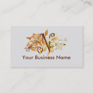 Monogram "N" template with Vintage Bouquet Business Card