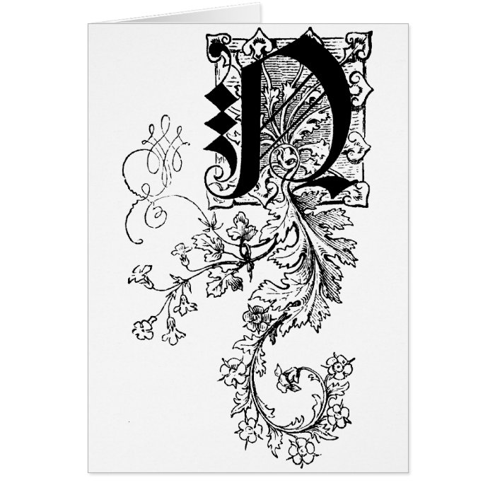 Monogram N with Acanthus Leaf Greeting Cards