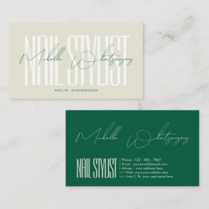 Monogram NAIL STYLIST modern script Business Card