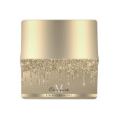 Monogram Name 14k Gold Dripping Glitter Metallic Checkbook Cover (Open)