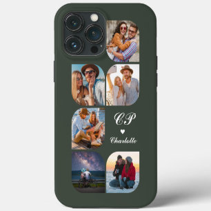 Monogram Name 6 Photo Modern Trendy Simple iPhone 13 Pro Max Case