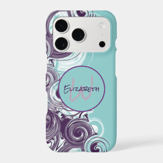Monogram Name Abstract Swirling Waves Custom iPhone 17 Pro Case