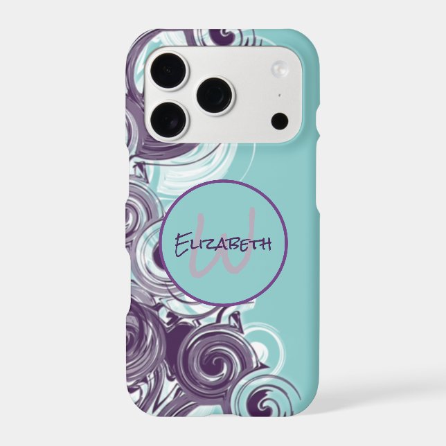 Monogram Name Abstract Swirling Waves Custom Case-Mate iPhone Case (Back)
