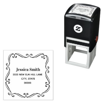Monogram Name Address Vintage Frame Self-inking Stamp by ALittleSticky at Zazzle