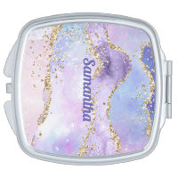 Dusty blue floral bridesmaid gift compact mirror