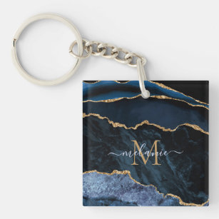 Infused Moments Artistry Resin Keychain - Round Gold & Turquoise