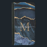 Monogram Name Agate Navy Blue Gold Gemstone Marble Samsung Galaxy S5 Wallet Case<br><div class="desc">Monogram Name Agate Navy Blue Gold Gemstone Marble Geode Glitter Sparkle Personalized Birthday - Anniversary or Wedding Gift / Suppliest - Add Your Letter / Name - Text or Remove - Make Your Special Gift - Resize and move or remove and add text / elements with customization tool. Design by...</div>