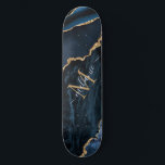 Monogram Name Agate Navy Blue Gold Skateboard<br><div class="desc">Skateboards with Monogram Name Agate Navy Blue Gold Gemstone Marble Geode Glitter Sparkle Personalized Birthday - Anniversary or Wedding Gift / Suppliest - Add Your Letter / Name - Text or Remove - Make Your Special Gift - Resize and move or remove and add text / elements with customization tool....</div>