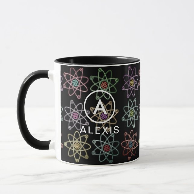 Monogram Name Atomic Structure Science Mug (Left)