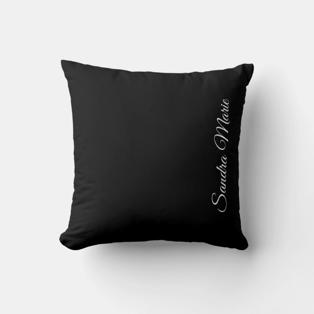 Monogram Name Basic Black Solid Color  Throw Pillow (Front)