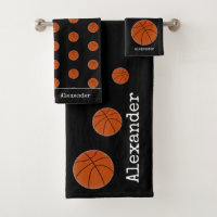 Monogram name Basketball orange on Black