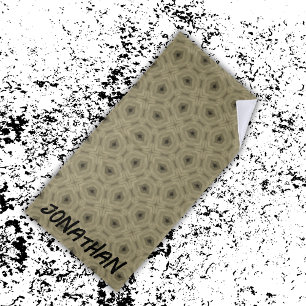 Monogram Name Black and Beige pattern Beach Towel