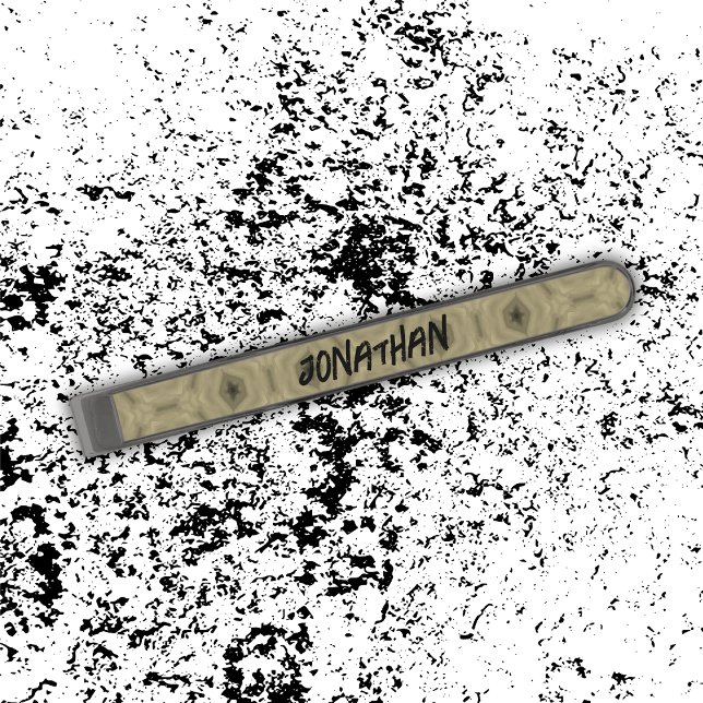 Monogram Name Black and Beige pattern | Gunmetal Finish Tie Bar (Creator Uploaded)