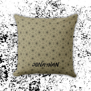 Monogram Name Black and Beige pattern Throw Pillow