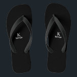 Monogram name black and white modern flip flops<br><div class="desc">Man monogram and name create your own flip flops template in simple black and white. You can change background and text colors by selecting customize option.          It can be a special gift for a boyfriend,  husband,  son,  dad,  groom,  best man for a birthday,  wedding,  Christmas,  or graduation.</div>