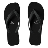 Monogram name black and white modern flip flops
