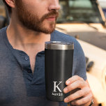 Monogram name black and white personalized  insulated tumbler<br><div class="desc">Modern trendy simple minimal black and white masculine stylish tumbler with minimalist typography.            Personalized keepsake gift for him: dad,  father,  husband,  son,  groomsman,  best man,  or friend on birthday,  anniversary,  Christmas,  wedding or any other occasion.</div>