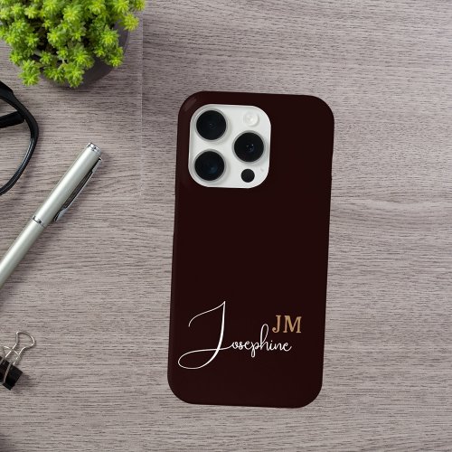 Monogram name black gold iPhone 15 pro case