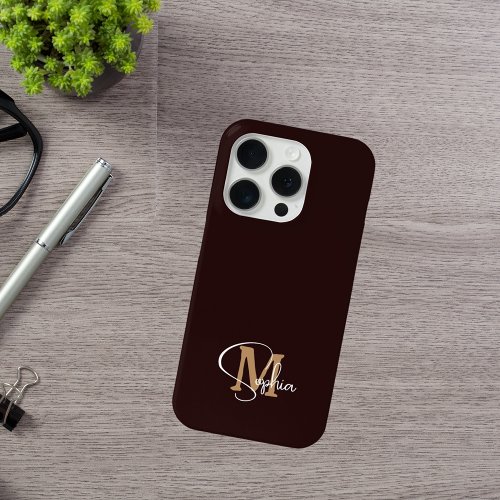 Monogram name black gold iPhone 15 pro case