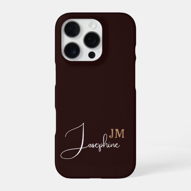 Monogram name black gold iphone case (Back)