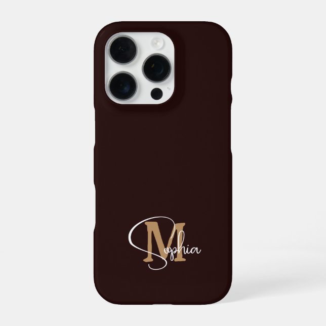 Monogram name black gold iphone case (Back)