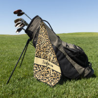 Monogram Name Black Gold Leopard Print Cheetah