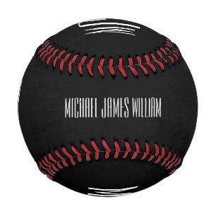 Monogram Name Black Modern Baseball