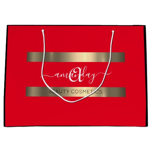 Monogram Name Black Red Shop Gold Elegant Large Gift Bag