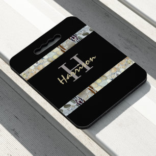 Monogram Name Black Seat Cushion