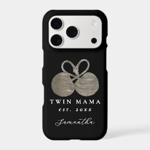 Monogram Name Black White Gold Twin Mama Est. Year iPhone 17 Pro Case