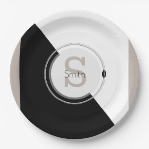 Monogram & Name Block Graphic Disposable Plate