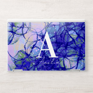 Monogram Name Blue Abstract HP Laptop Skin