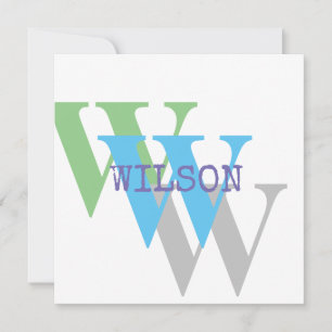 Monogram name blue gray GREEN custom Invitation