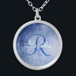 Monogram Name Blue White Watercolor Trendy Silver Plated Necklace<br><div class="desc">Monogrammed Blue and White Watercolor Silver Necklace. Add your name and your initial. Makes a great bridal party gift for your bridesmaids,  a great birthday gift for her,  or any occasion where she will love this locket necklace.</div>
