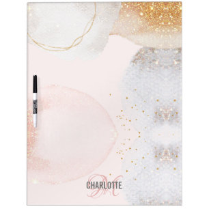 Monogram name blush pink abstract  dry erase board