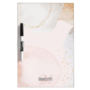 Monogram name blush pink abstract  dry erase board
