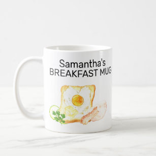 Monogram Name Breakfast Toast Egg Bacon Coffee Mug
